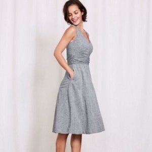 Women's Boden Lois Dress Linen Blend Size 6 Regular Blue Gray